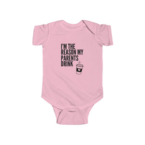 "I'm the reason my parents drink..." (coffee) Baby Onesie - BraveBrew Coffee Co.